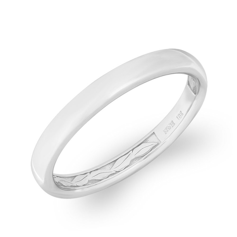 Na Hoku Maile Leaf Wedding Band - 18K White Gold, Size 9.5